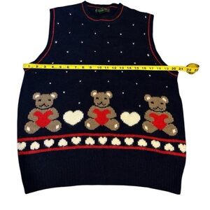 Navy Sweater Vest Bears & Hearts Vintage